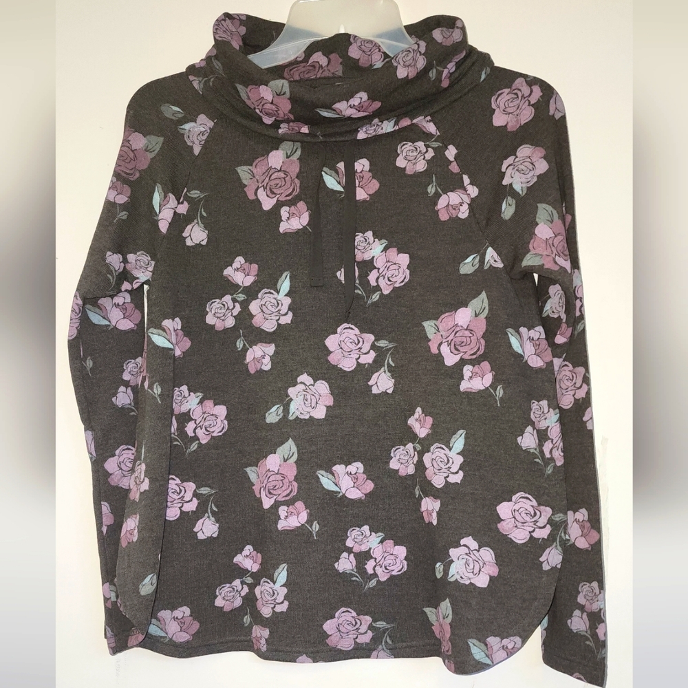 NWT Joe Fresh Floral Cowl Neck Split-Hem Floral Top